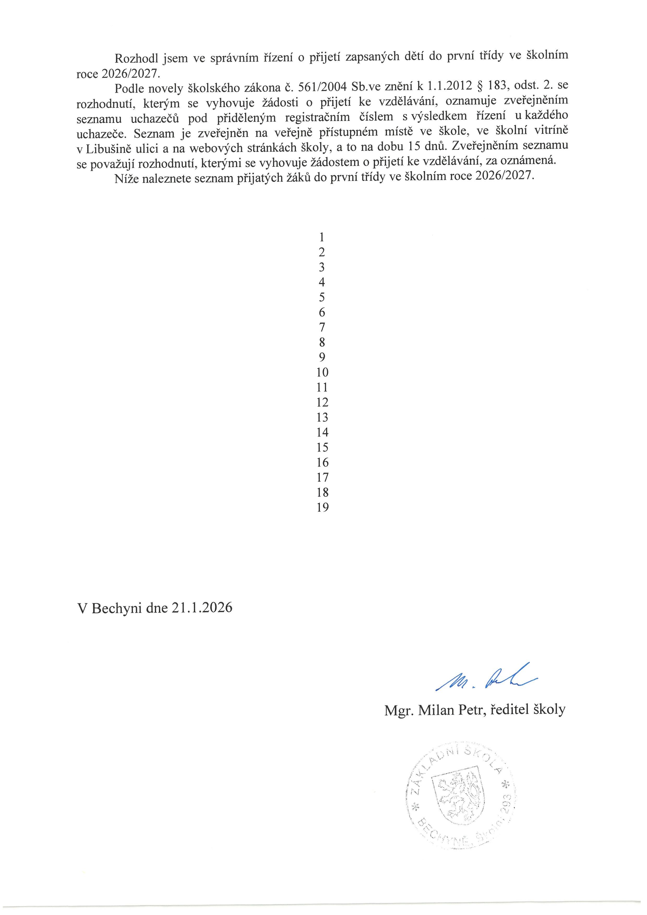 Rozhodnutí o přijetí